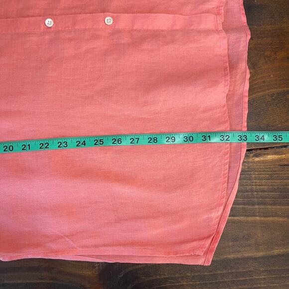 J. Jill Love Linen Coral Orange 100% Linen Button Front Tunic Shirt Women's 1X - Picture 7 of 8